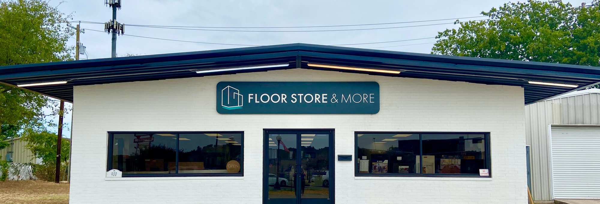 Front of a local flooring store in Central Texas.