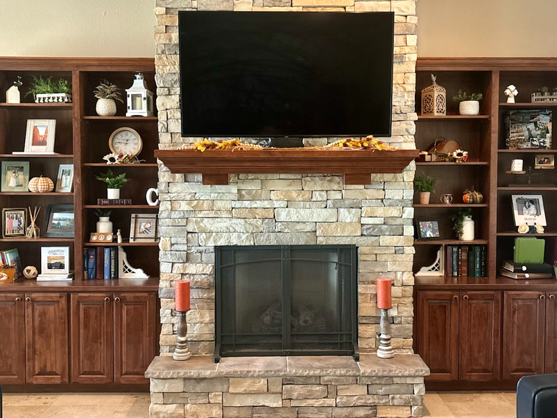 stone-fireplace-with-bookshelves-rustic-living-room